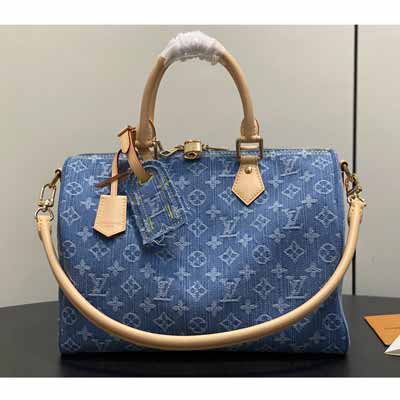 LV丹寧牛仔 Speedy 枕頭包 M14430