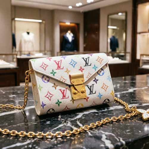 LV村上隆白三彩鏈條包M4625