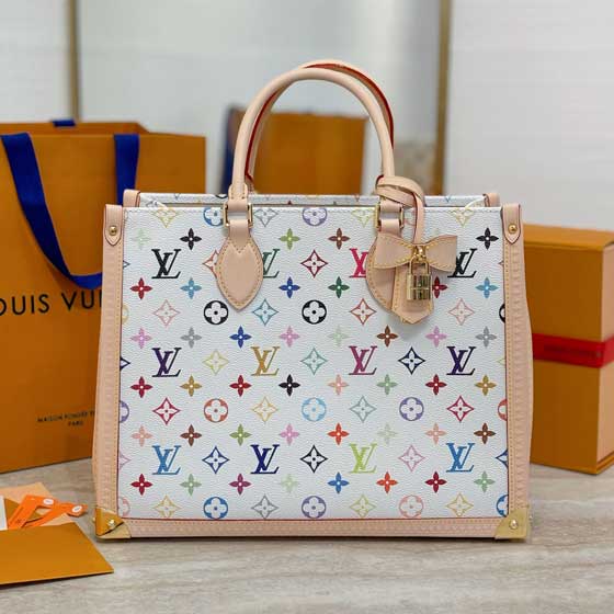 LV ONTHEGO中號手袋M13079白彩