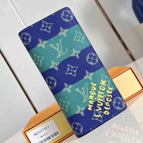 LV M25797藍錢夾：硬朗帆布材質，