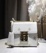 古奇Padlock Bee 蜜蜂燙金印花鎖扣鏈條包