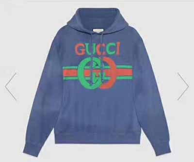 Gucci進口原漿吊染經典互扣式雙G印花OV風連帽情侶款