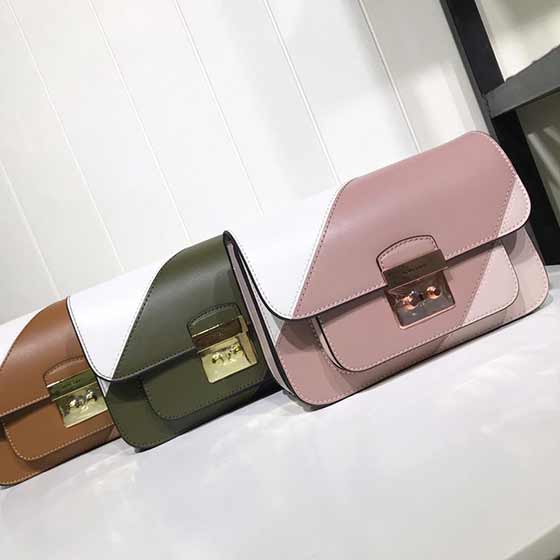 Mk Sloan Editor拼色皮革單肩包 手拿包