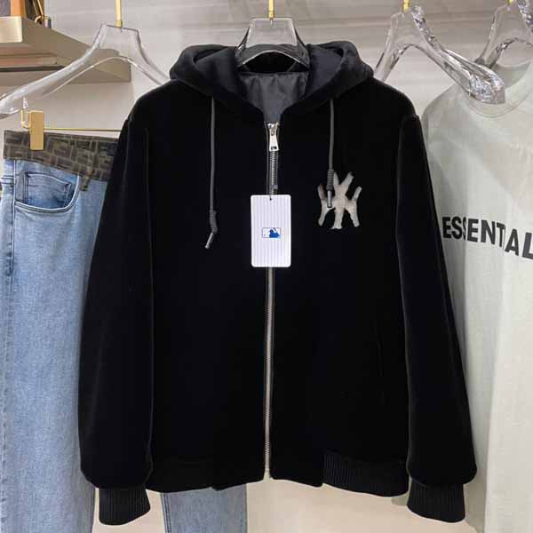 gucci MLB張藝興 angel baby同款聯(lián)名連帽夾克 皮草金貂絨外套