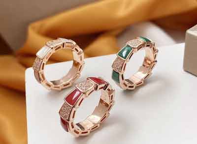 寶格麗Serpenti Viper系列18K玫瑰金薄款戒指