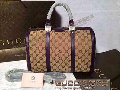 古奇外貿女包 歐美帆布手提斜挎包 枕頭包帆布包牛皮單肩包 247205深紫