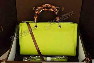 非常熱消女包 古奇經典竹節手柄真皮包 單肩手提斜跨包 牛皮包 323658 323660蘋果綠