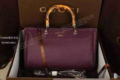 國(guó)際<a href=/lady/ target=_blank class=infotextkey>品牌女包</a> 古奇真皮竹節(jié)手柄手提包 斜挎女包 323658 323660紫色