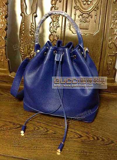 路易威登歐美時尚背包 lv2014新款水桶包 頭層牛皮真皮女包 40668藍(lán)色