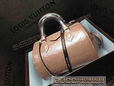 lv春夏女包 路易威登女士斜挎小包 復古漆皮女包包潮 90058粉