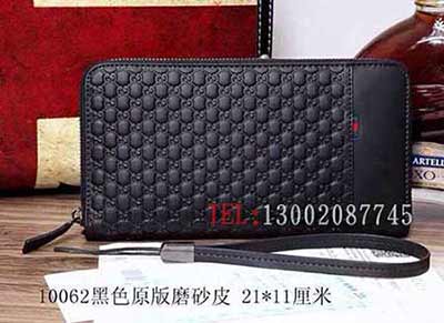 古琦男士牛皮錢包 真皮錢夾 全皮高等中長款拉鏈錢包 10062黑