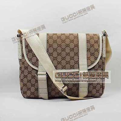 古奇男包 單肩包 斜挎包 帆布包 145859杏白