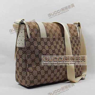 古奇男包 單肩包 斜挎包 帆布包 145859杏白