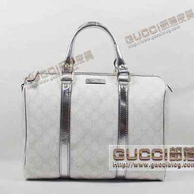 古奇1:1品質女包193603 PVC系列防水料白色銀皮手提包