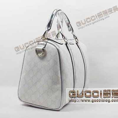 古奇1:1品質女包193603 PVC系列防水料白色銀皮手提包