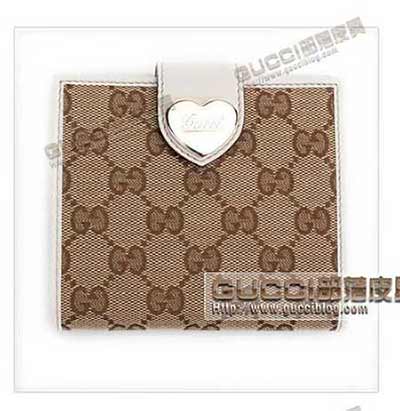 翻蓋皮夾203549 古奇啡色GG圖案織布錢包