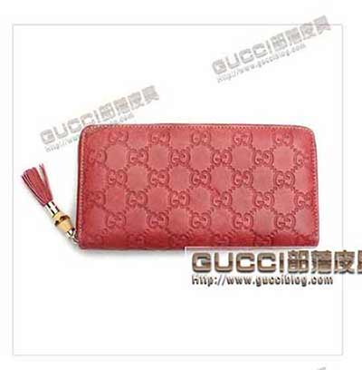 224253紅 古奇橘色牛皮竹節(jié)流蘇拉鏈中長(zhǎng)款皮夾 女式錢包