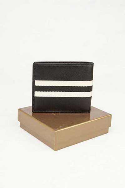 經典款古奇錢包231845 白色條紋配黑色真皮錢夾