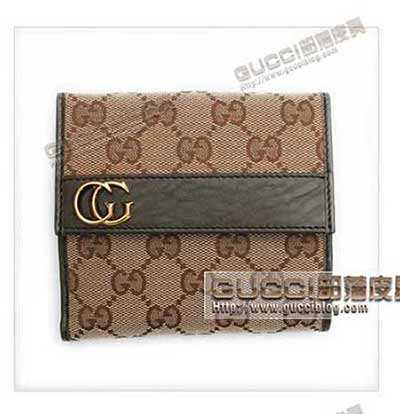 古奇經典皮夾245760 古奇兩折短款錢包 帆布真皮滾邊翻蓋錢夾