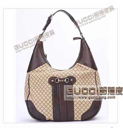 gucci古奇經典時尚女包 帆布配皮手挽包 手提包 247287啡