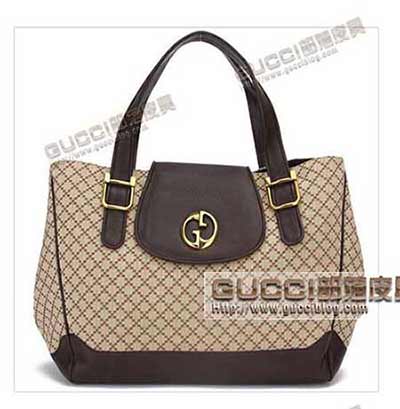 gucci帆布配皮手提包251826 古奇復古黃銅配飾單肩包女包