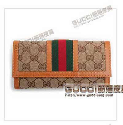 gucci錢包 奢華時尚中長款錢包258037 經典帆布牛皮按扣錢夾