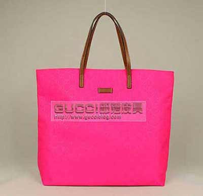 新款古奇尼龍布壓花女包 時尚潮流歐美單肩手提購物包295252桃紅