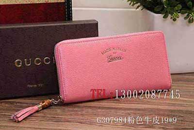 全皮壓G花長款拉鏈錢包手包 古琦手拿包 307984粉