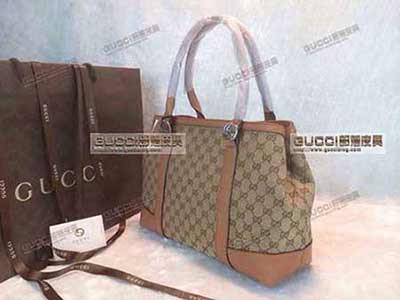 古奇夏季女包 時尚帆布包 gucci手提包女士單肩包 353122棕