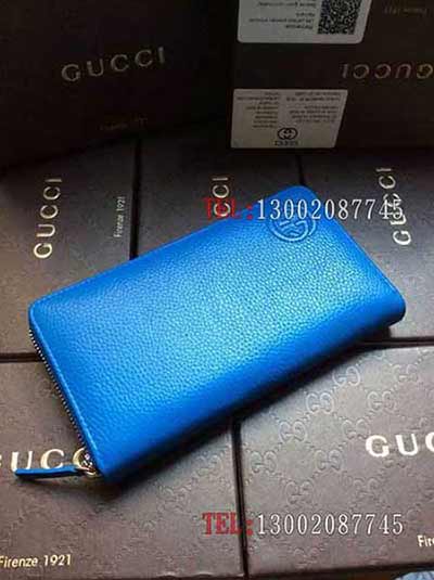 拉鏈全皮頭層牛皮錢包 長款手拿包 38501藍