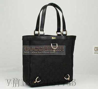 gucci女士包 杏布配牛皮 經典手提單肩包 130739 130739黑布黑皮