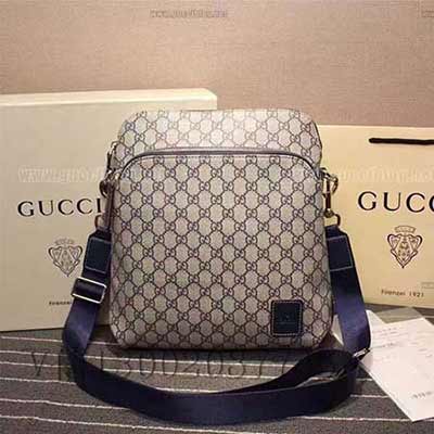 gucci854364 PVC 金色金屬配件 尼龍織帶 男款經典斜挎 