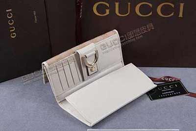 長款女錢包 古奇休閑帆布三折錢夾 手拿零錢包 帆布手包 141410淺杏布米白皮