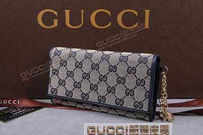 gucci 154185 藍布藍皮 古奇帆布配皮錢包