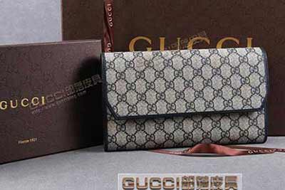 真品Gucci古奇錢包 男女長款搭扣珍珠經(jīng)典LOGO手拿包 163252藍