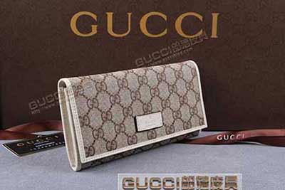 gucci 190334 啡PVC米白皮 古奇pvc錢包