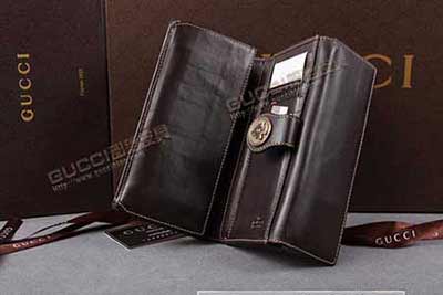 古琦專賣店真品三折帆布長款錢包 190349杏布啡皮