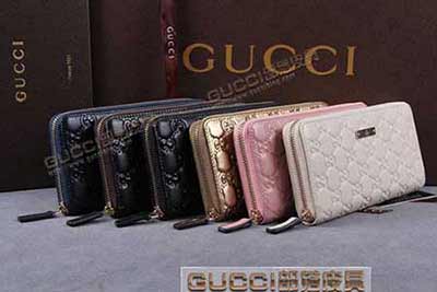 212110 gucci全皮壓花錢包 藍(lán)色 黑色 啡色 古銅 粉紅 米白色