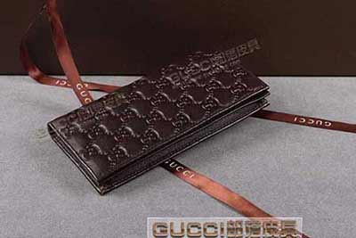 245887 古奇長款全皮壓花錢包 黑色 啡色