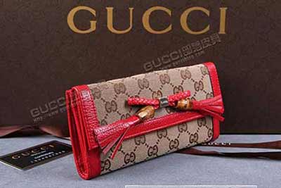 古琦女士錢包 女長(zhǎng)款三折女錢包 大容量真皮女式錢包 女錢夾 269981杏布大紅皮