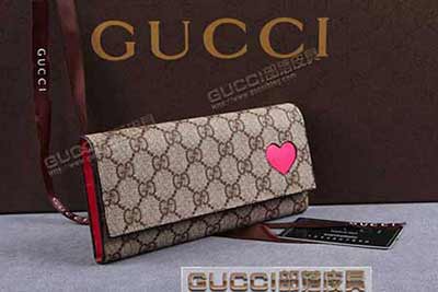 gucci 323223 啡PVC玫紅色 古奇pvc錢包