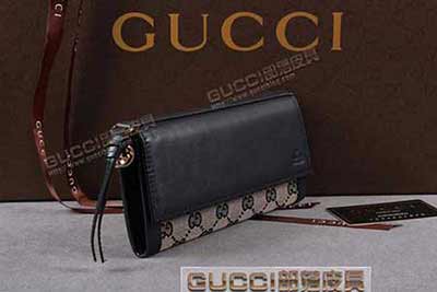 gucci 323396 藍(lán)布藍(lán)皮 古奇帆布配皮錢包