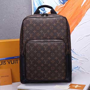 LV經典款老花配皮背包 路易威登老花雙肩背包小書包 M45335