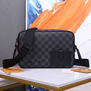 路易威登高品質(zhì)N40364 黑格 LV經(jīng)典黑色棋盤(pán)格單肩斜挎男包