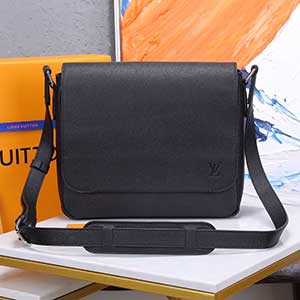 lv高品質(zhì)升級版十字紋皮革男士真皮包包 M30619 黑色