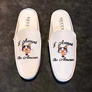 春秋新款 GUCCI男鞋 d官網新款半拖男鞋搶先上市 頭層進口牛皮 精心開模炫酷大底 魔術貼彰顯氣質 進口專用材料凸顯獨特魅力 原版大底1:1高等定制 38—44碼