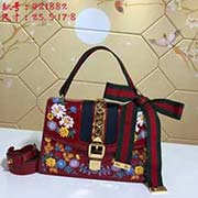 古奇新女包哈密瓜紋亮皮時尚繡花 花朵繡花織帶手袋