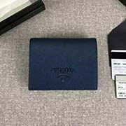 PRADA爆款女士短夾 專柜新同色標志 官網同步 1MV204 寶藍同色標志 意大利高等原單十字紋牛皮質感極好 長11.2cm高8.5cm