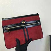 517551 古奇新款磨砂皮手拿包 真皮手拿包配以小雙G滴膠綠金屬細節和藍紅織帶 采用高等意大利牛皮 私訂海外五金 29x20cm 磨砂皮大紅