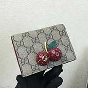 476050 G熱賣新款櫻桃金屬卡包 高等進口牛皮 專柜同步 11x7.5x3cm 杏PVC大紅